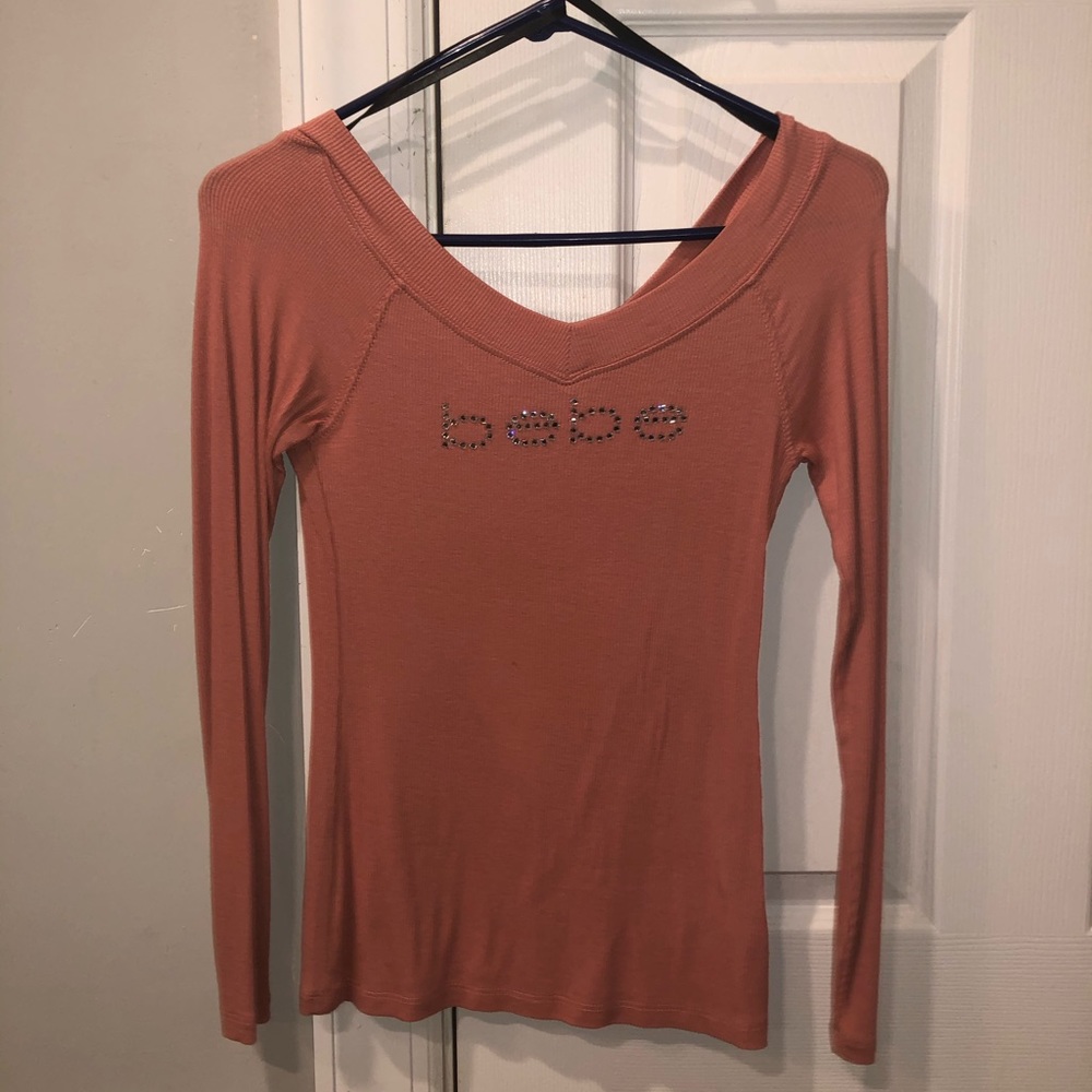 BEBE LOGO RIBBED LONG SLEEVE